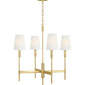 Beckham Classic Medium Chandelier in Burnished Brass with Linen Shades
