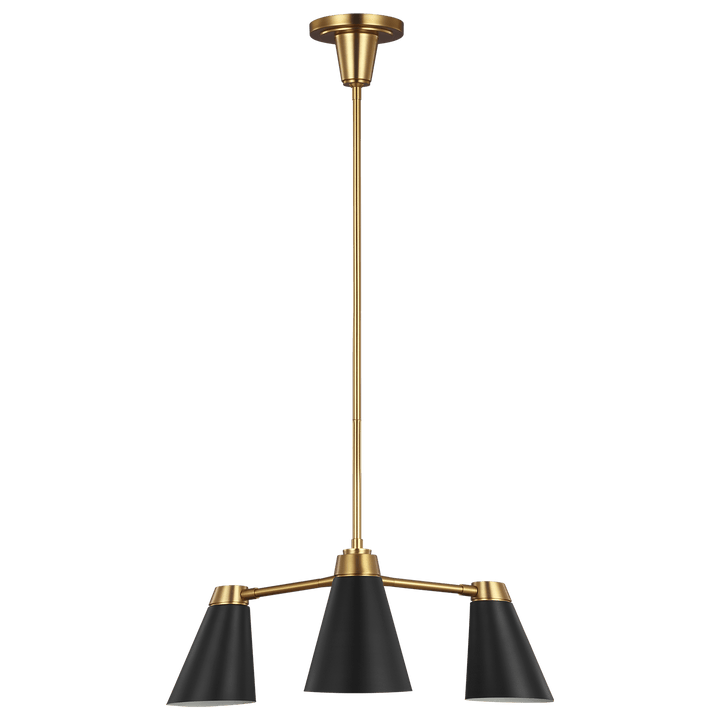 Signoret Small Chandelier in Burnished Brass with Matte Black