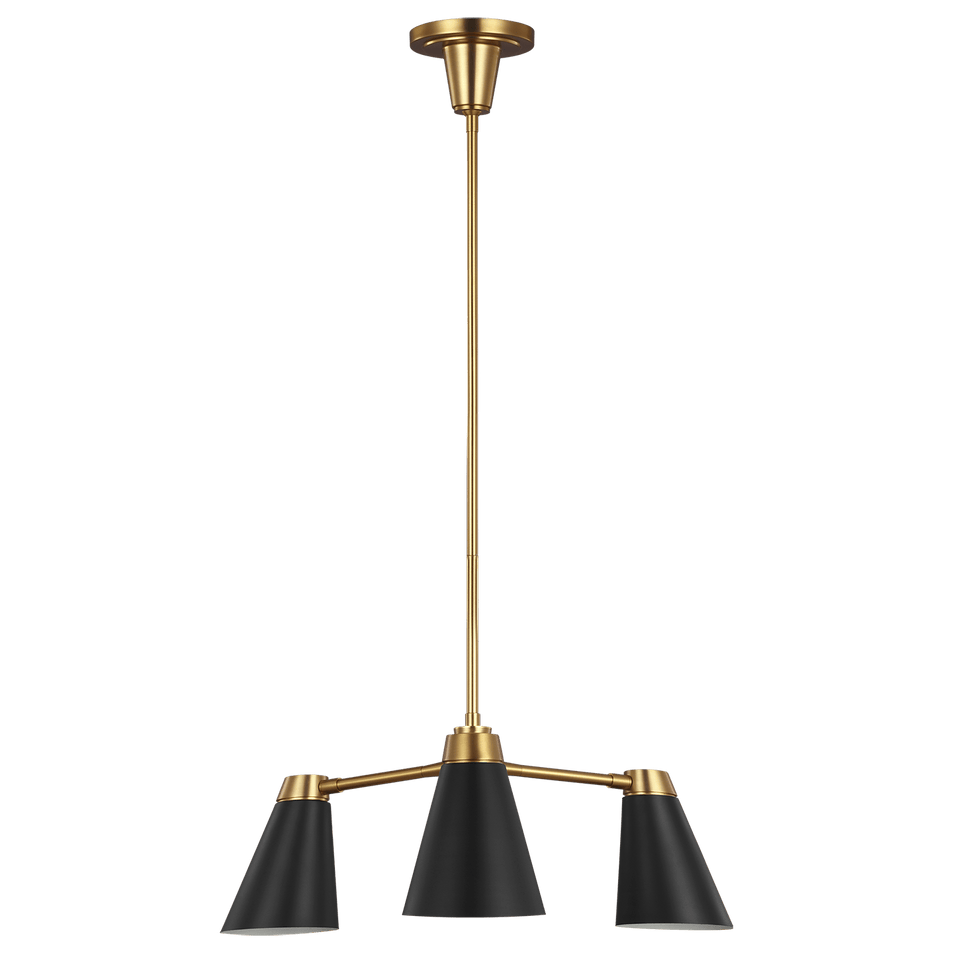 Signoret Small Chandelier in Burnished Brass with Matte Black