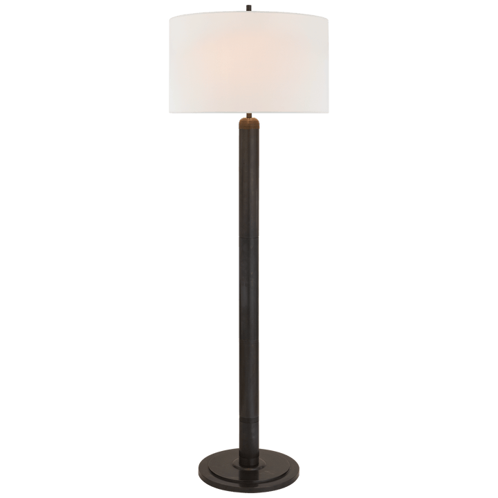 Longacre Floor Lamp in Bronze with Linen Shade