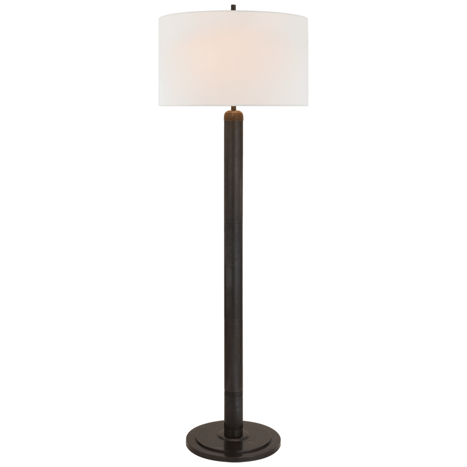 Longacre Floor Lamp in Bronze with Linen Shade