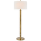 Longacre Floor Lamp in Hand-Rubbed Antique Brass with Linen Shade