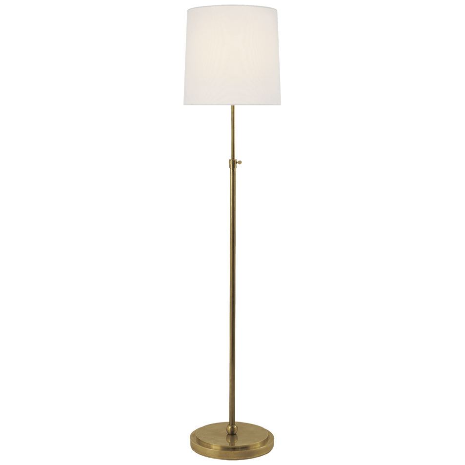 Bryant Floor Lamp in Hand-Rubbed Antique Brass with Linen Shade