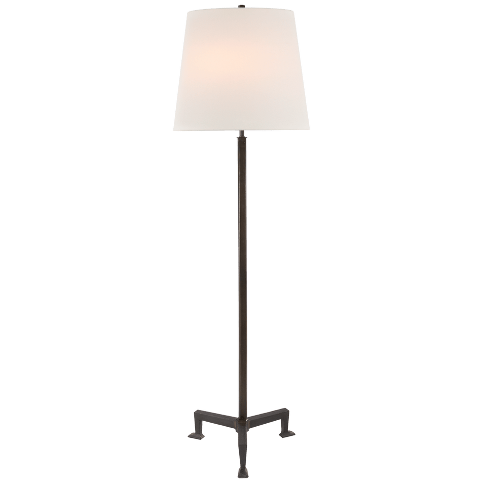 Parish Floor Lamp in Aged Iron with Linen Shade