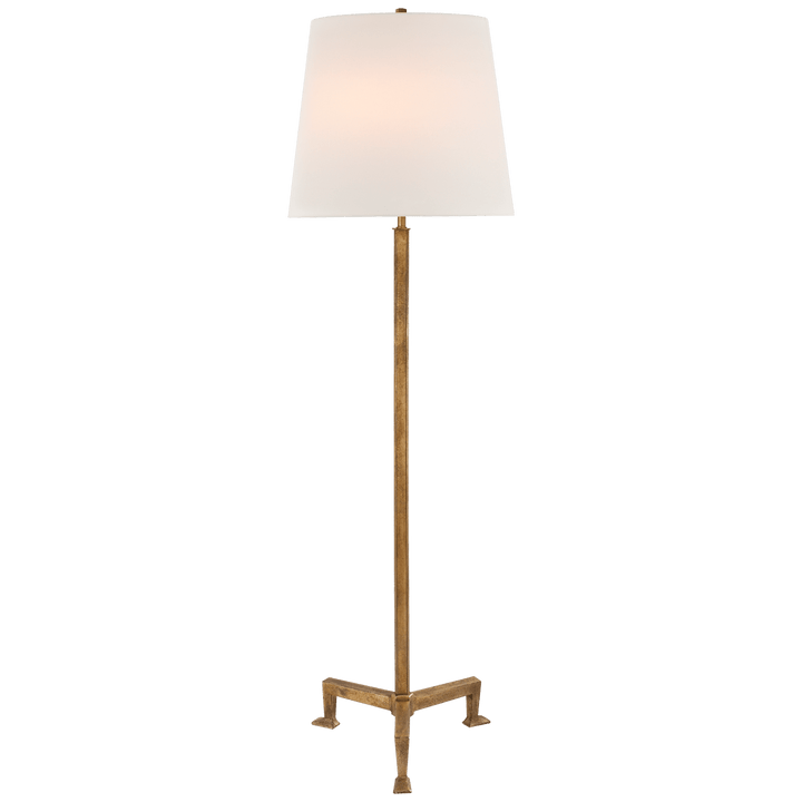 Parish Floor Lamp in Gilded Iron with Linen Shade