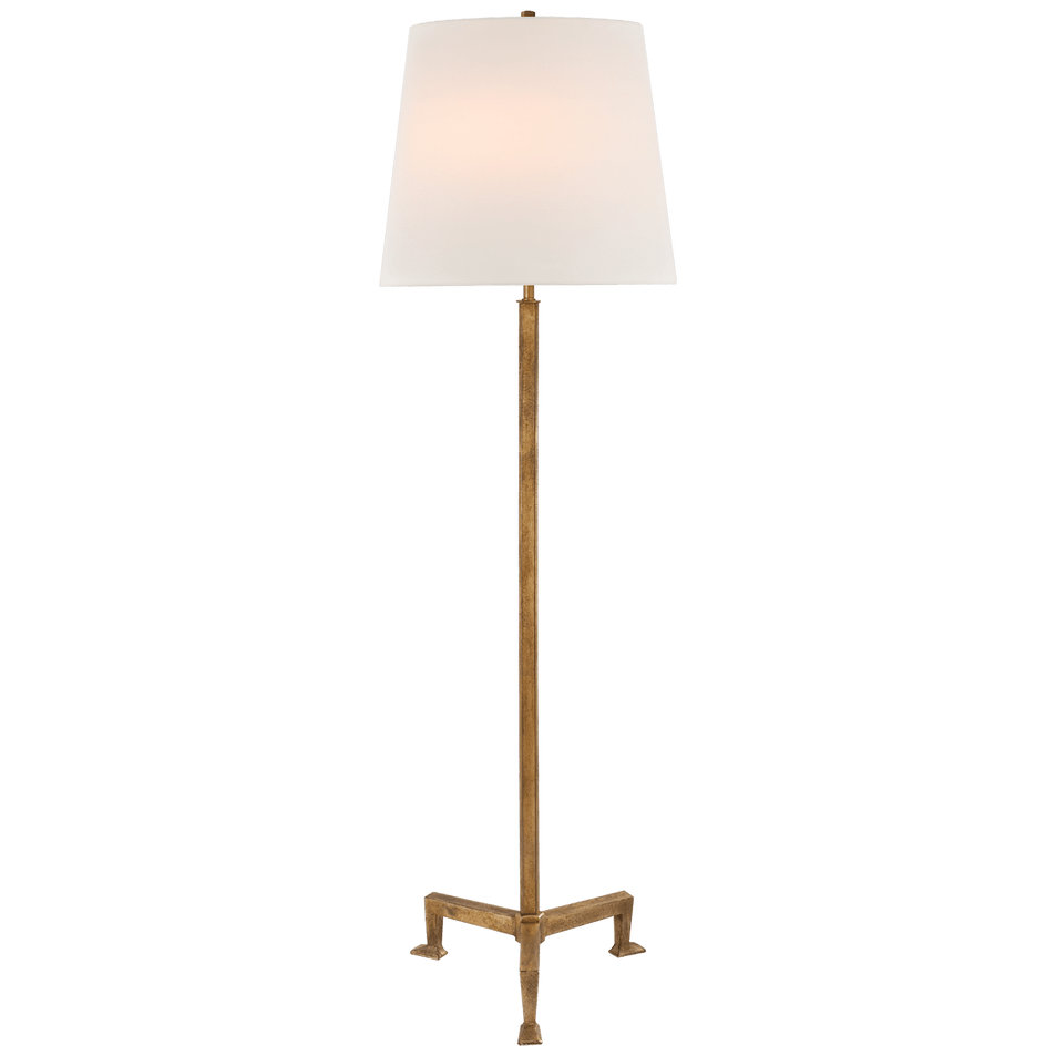 Parish Floor Lamp in Gilded Iron with Linen Shade