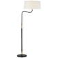 Canto Large Adjustable Floor Lamp in Bronze and Brass with Linen Shade