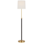 Bryant Wrapped Floor Lamp in Hand-Rubbed Antique Brass and Chocolate Leather with Linen Shade