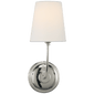 Vendome Single Sconce in Polished Nickel with Linen Shade