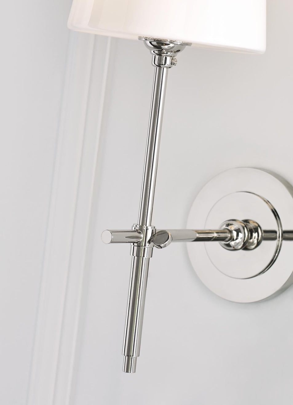 Bryant Sconce in Polished Nickel with White Glass