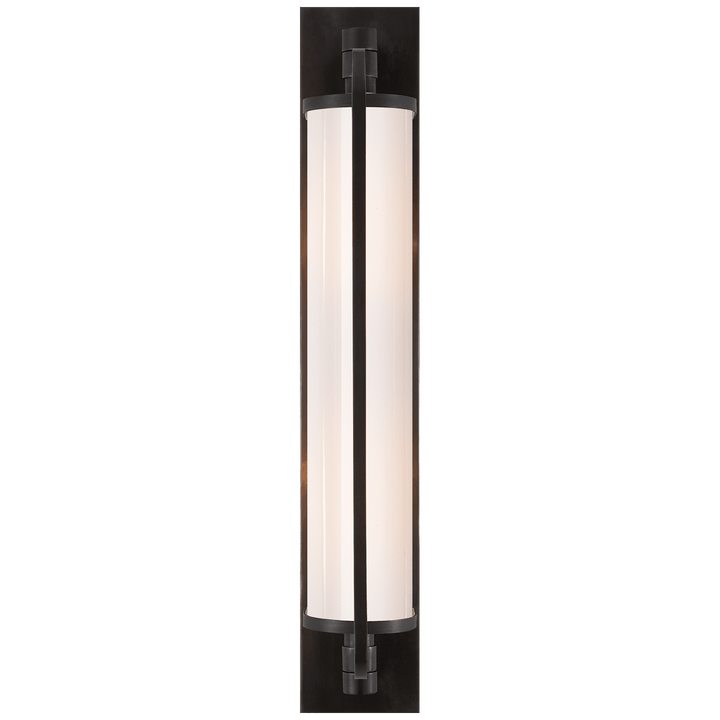Keeley Tall Pivoting Sconce in Bronze with White Glass