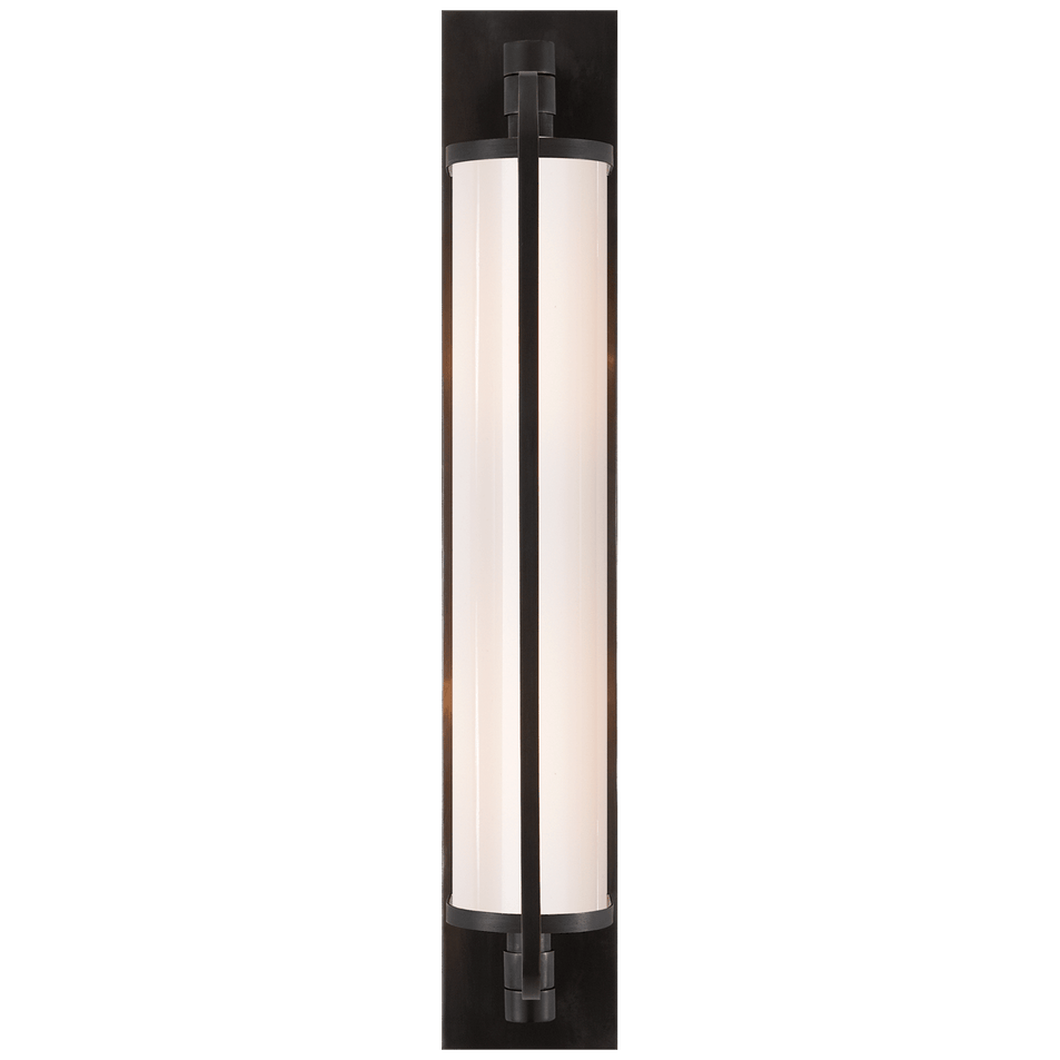 Keeley Tall Pivoting Sconce in Bronze with White Glass