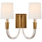 Vivian Double Sconce in Hand-Rubbed Antique Brass with Linen Shades