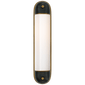 Selecta Long Sconce in Bronze and Hand-Rubbed Antique Brass with White Glass