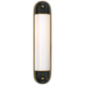 Selecta Long Sconce in Bronze and Hand-Rubbed Antique Brass with White Glass