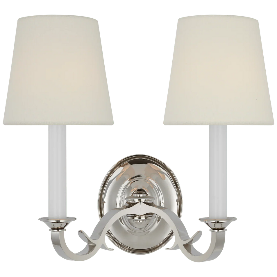 Channing Double Sconce, a premium Decorative light by Visual Comfort & Co. Close - up image of its design.