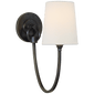 Reed Single Sconce in Bronze with Linen Shade