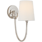 Reed Single Sconce in Polished Nickel with Linen Shade