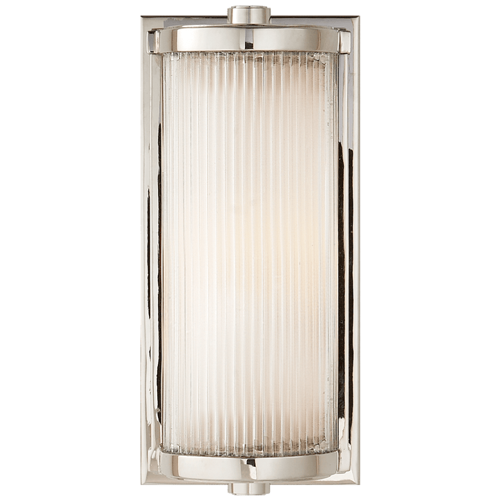 Dresser Short Glass Rod Light in Polished Nickel with Frosted Glass Liner