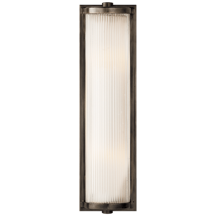 Dresser Long Glass Rod Light in Bronze with Frosted Glass Liner