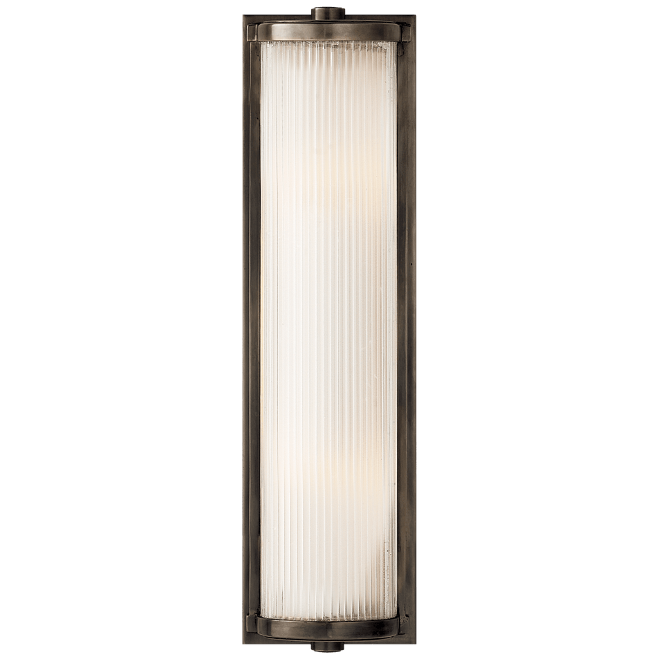Dresser Long Glass Rod Light in Bronze with Frosted Glass Liner