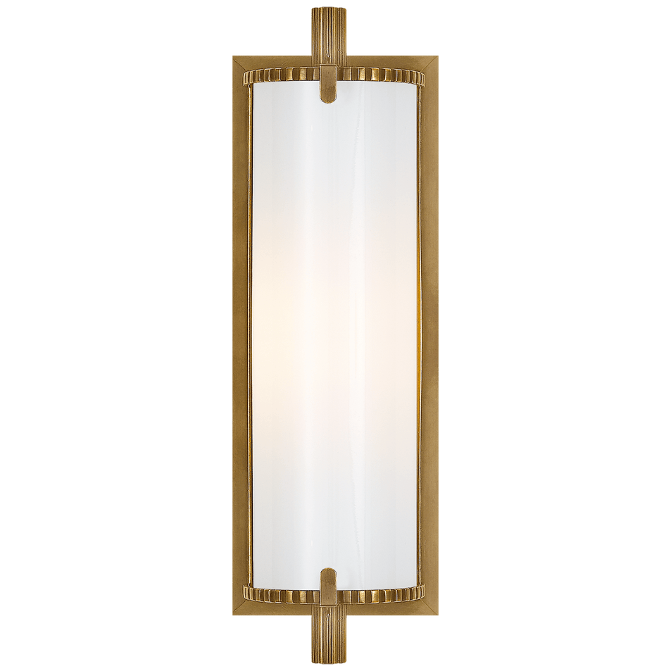 Calliope Short Bath Light in Hand-Rubbed Antique Brass with White Glass