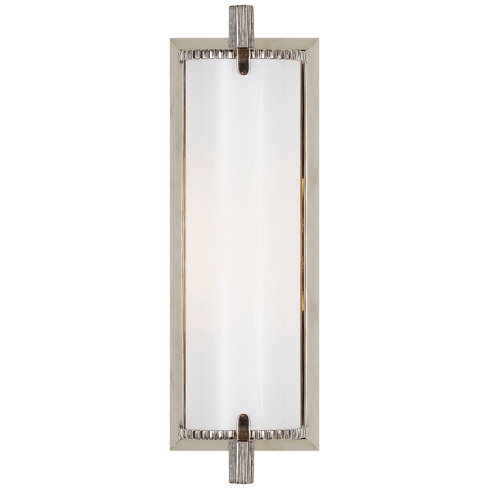 Calliope Short Bath Light in Polished Nickel with White Glass