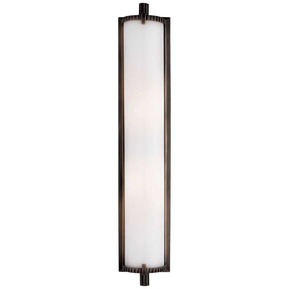 Calliope Tall Bath Light in Bronze with White Glass