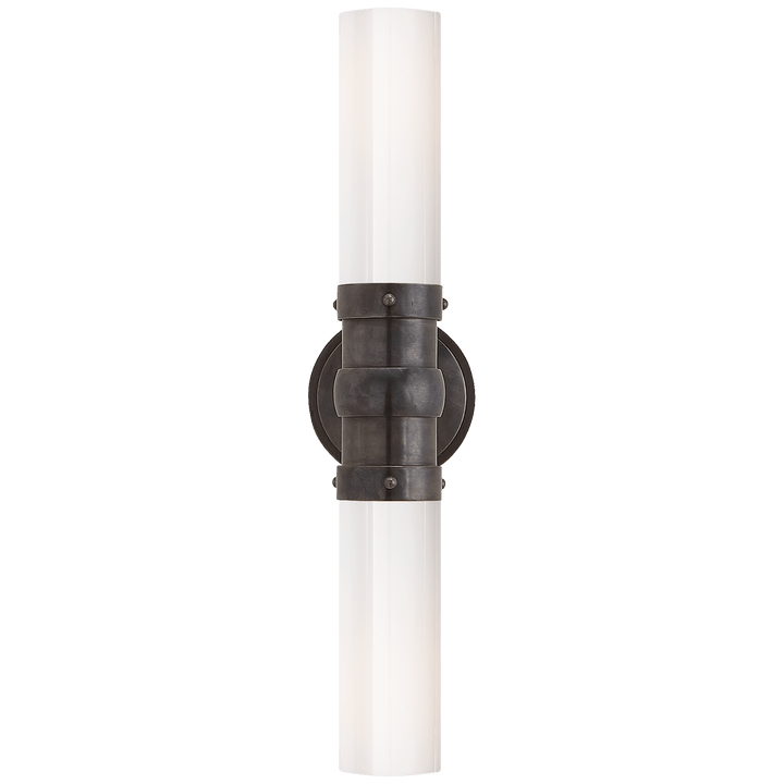 Graydon Double Bath Light in Bronze with White Glass