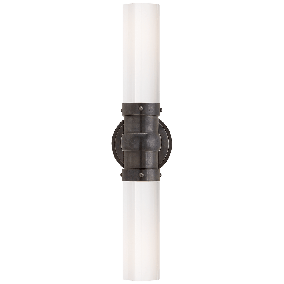 Graydon Double Bath Light in Bronze with White Glass