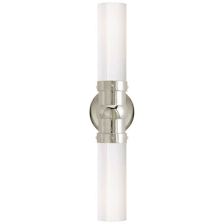 Graydon Double Bath Light in Polished Nickel with White Glass