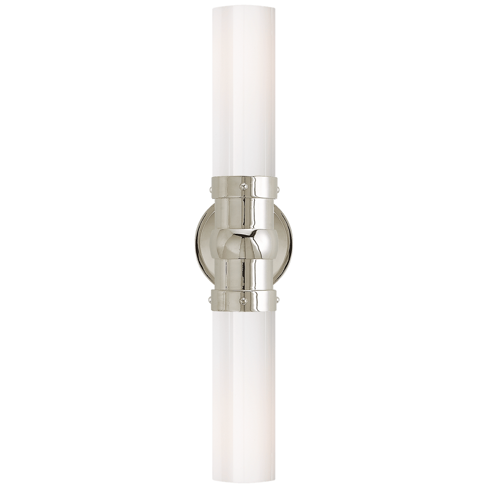 Graydon Double Bath Light in Polished Nickel with White Glass