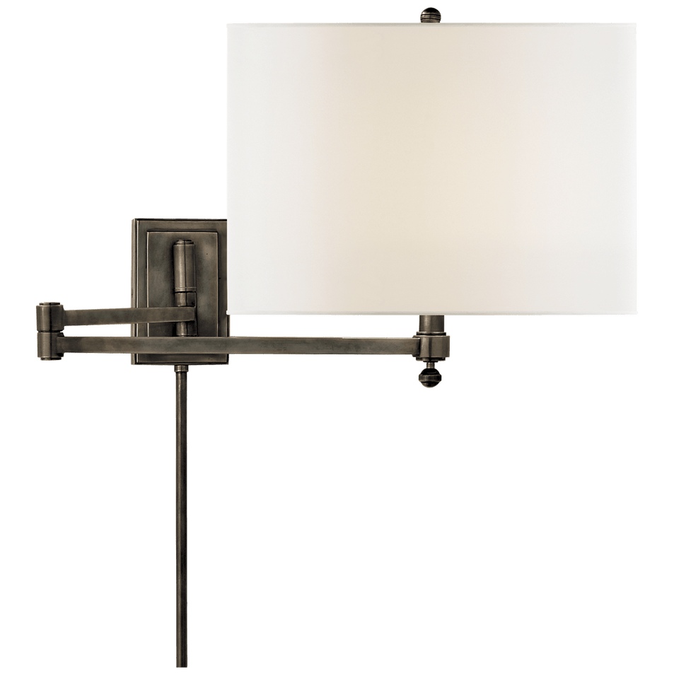 Hudson Swing Arm in Bronze with Linen Shade