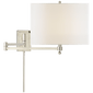 Hudson Swing Arm in Polished Nickel with Linen Shade