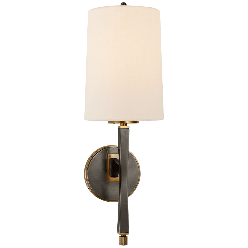 Edie Sconce in Bronze and Brass with Linen Shade