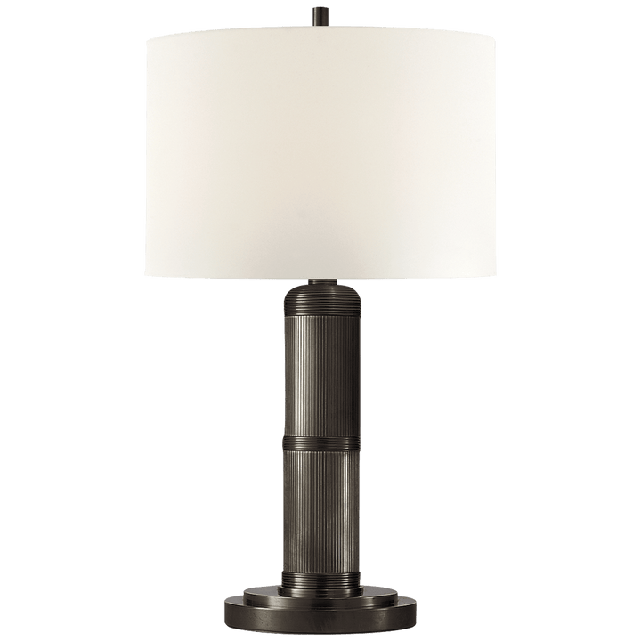 Longacre Small Table Lamp in Bronze with Linen Shade