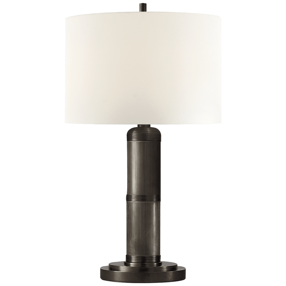 Longacre Small Table Lamp in Bronze with Linen Shade