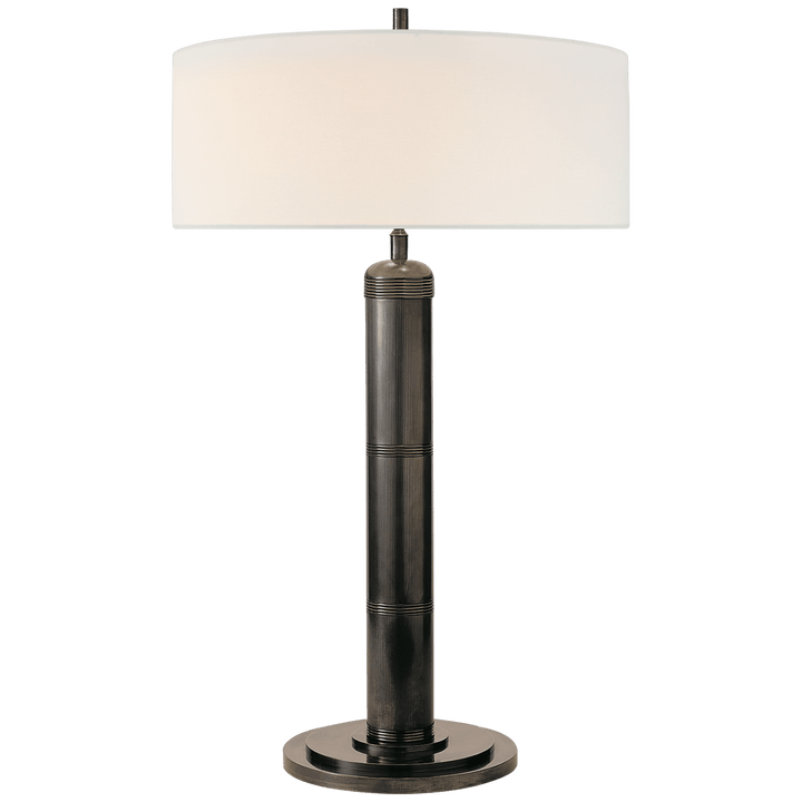 Longacre Tall Table Lamp in Bronze with Linen Shade