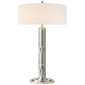 Longacre Tall Table Lamp in Polished Nickel with Linen Shade