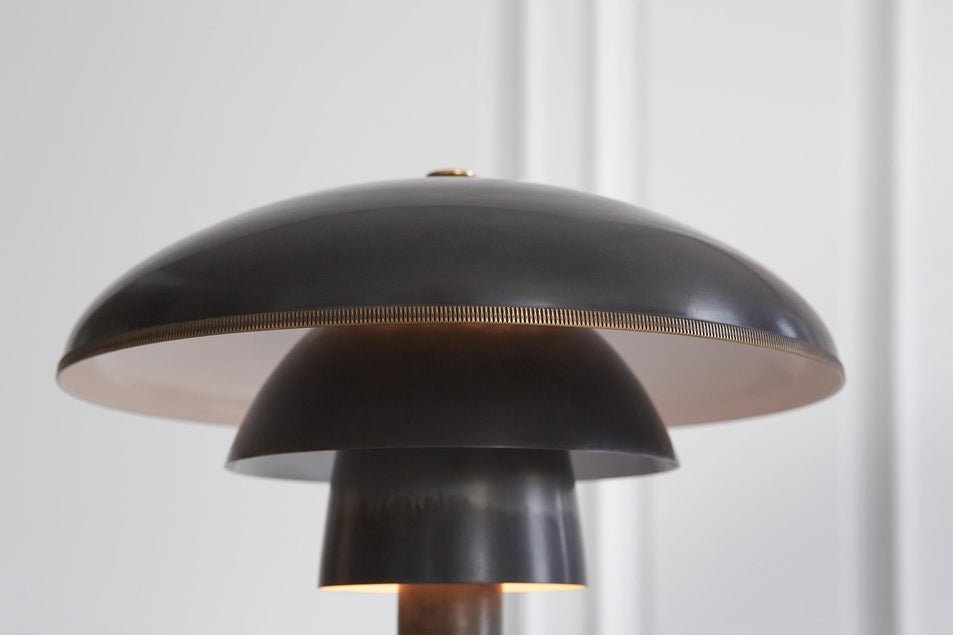 Whitman Desk Lamp in Bronze and Hand-Rubbed Antique Brass with Brass Trimmed Bronze Shade