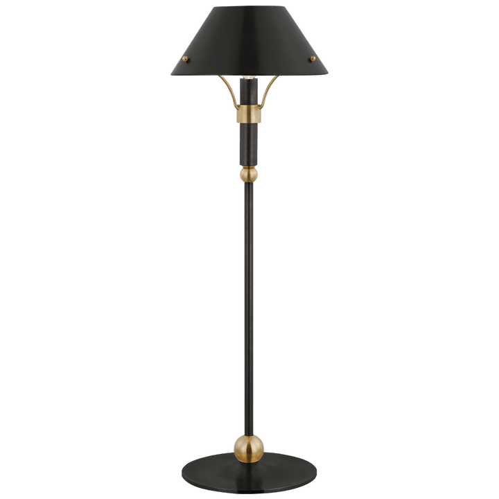 Turlington Medium Table Lamp in Bronze and Hand-Rubbed Antique Brass with Bronze Shade