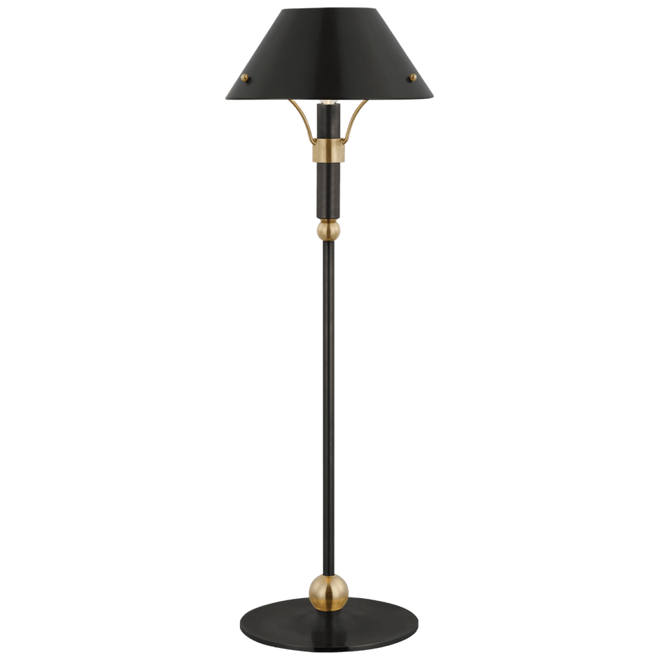 Turlington Medium Table Lamp in Bronze and Hand-Rubbed Antique Brass with Bronze Shade