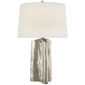 Sierra Buffet Lamp in Burnished Silver Leaf with Linen Shade