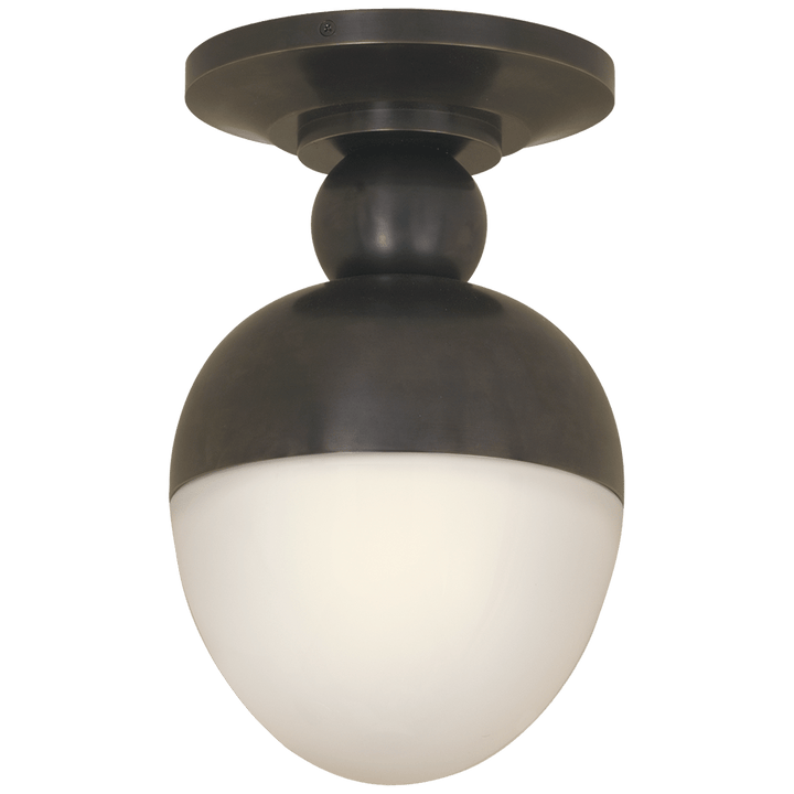 Clark Flush Mount in Bronze with White Glass