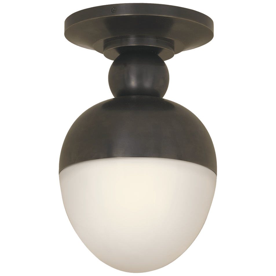 Clark Flush Mount in Bronze with White Glass