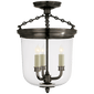 Merchant Semi-Flush in Bronze with Clear Glass