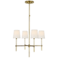 Bryant Small Chandelier in Hand-Rubbed Antique Brass with Linen Shades