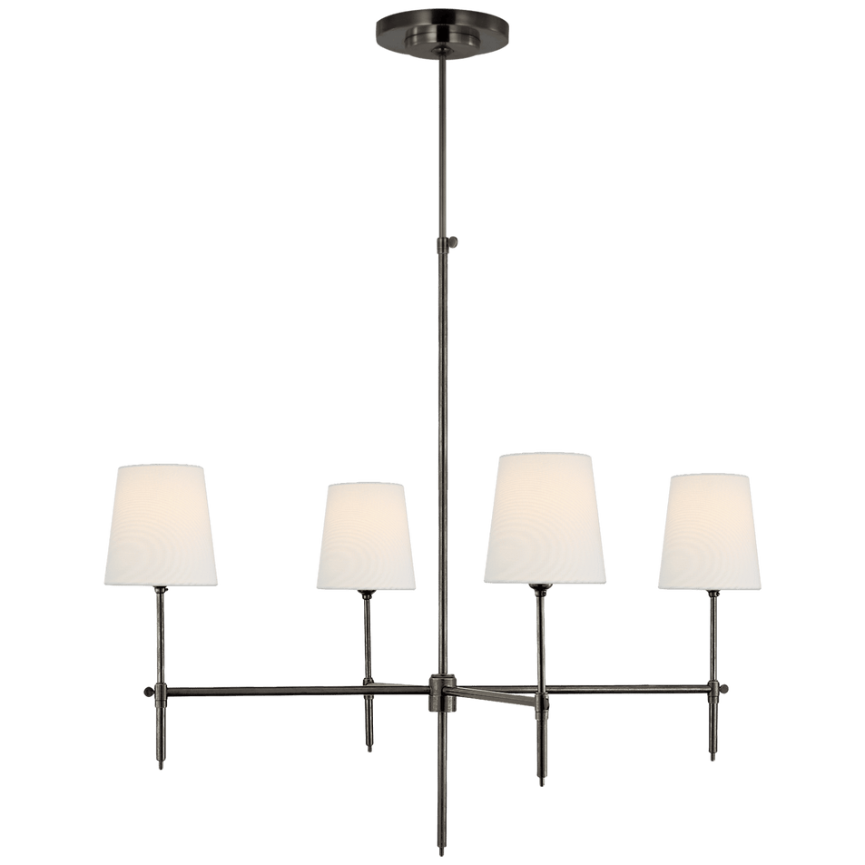 Bryant Large Chandelier in Bronze with Linen Shades