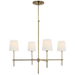 Bryant Large Chandelier in Hand-Rubbed Antique Brass with Linen Shades