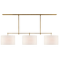 Bryant Large Billiard in Hand-Rubbed Antique Brass with Linen Shades